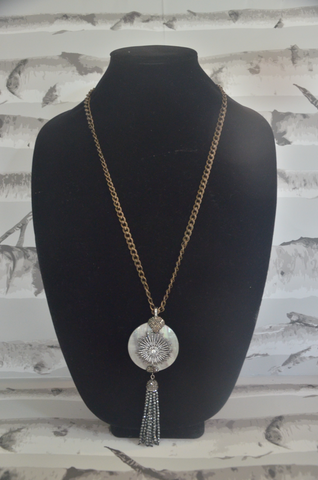 Rust Gold Necklace with Pendant & Tassel