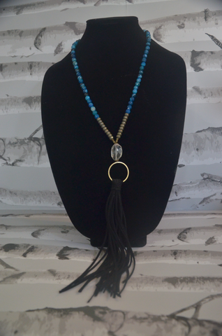 Beaded Necklace with Stones & Tassels