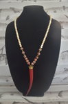 White & Red Beaded Necklace with Hook